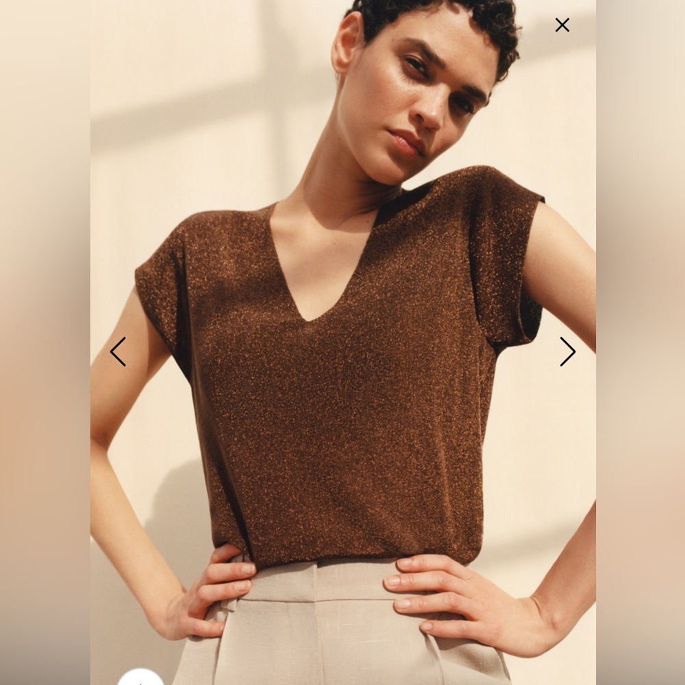 The Fold London Lorne Knitted Top, Chocolate, Sz Small